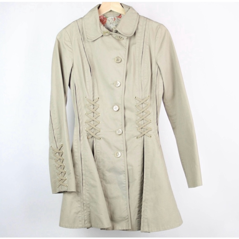 Topshop corset steampunk lace up trench coat 4 XS - Picture 2 of 13